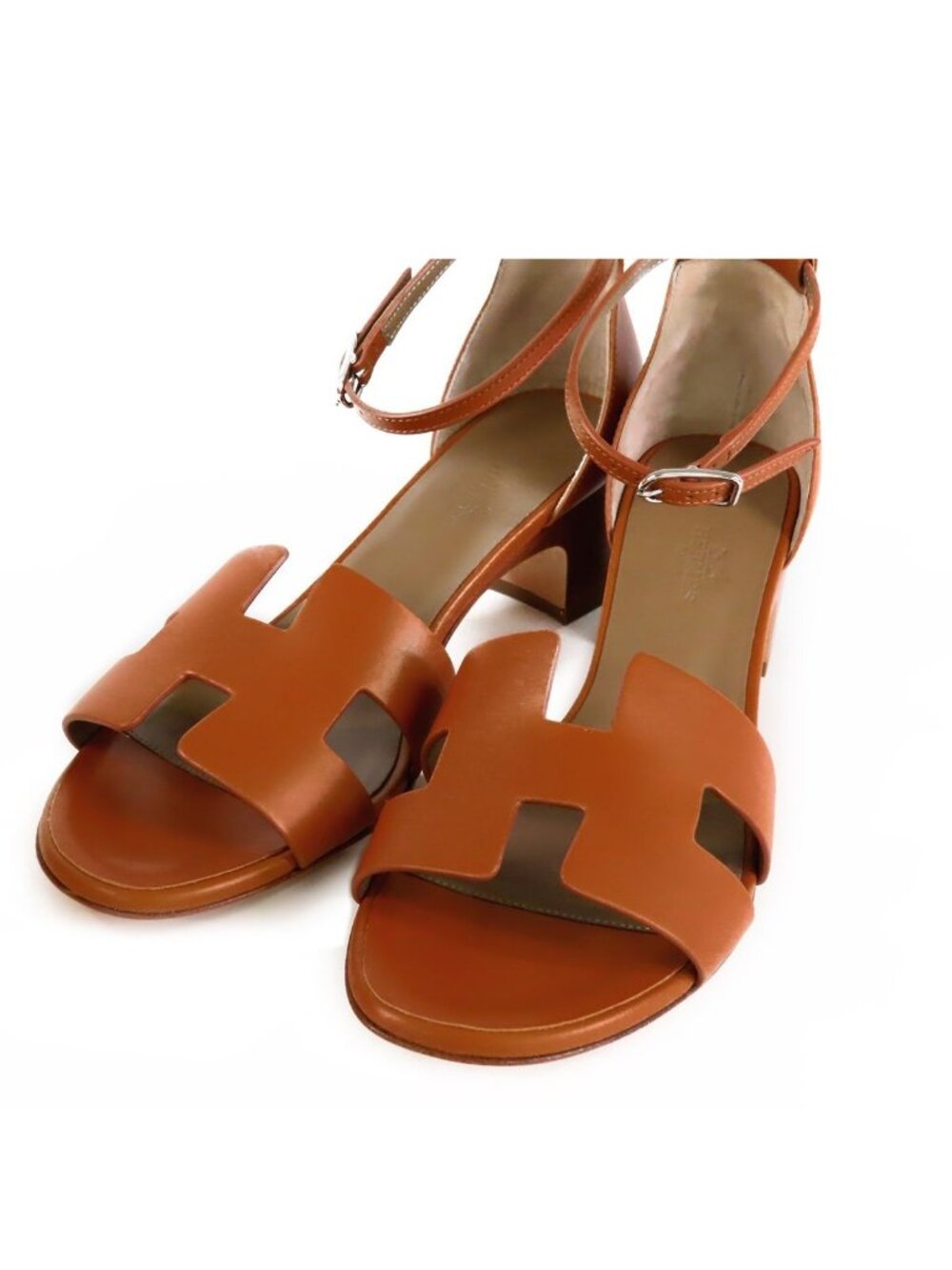 Hermes Encens 50 Natural Silver Calf Open Toe Sandals